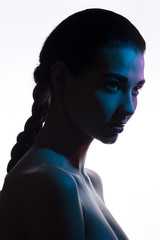 Fashion art studio photo of elegant naked lady