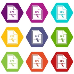 File EPS icon set color hexahedron