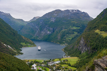 Fototapeta na wymiar View of Geiranger fjord, Norway