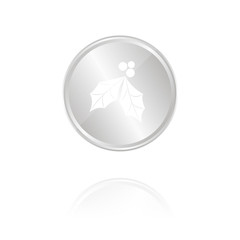 Mistelzweig - Silber Münze mit Reflektion