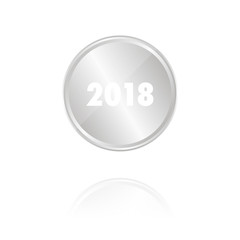 2018 - Jahr - Silber Münze mit Reflektion