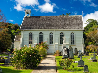 Small church in garden setting