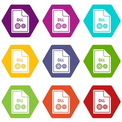 File DLL icon set color hexahedron