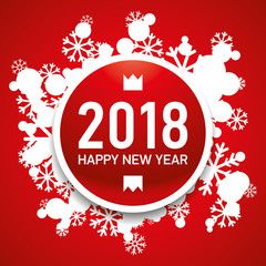 Happy New Year card 2018, winter illustration, snowflakes bouquet, holiday abstract vector design art
