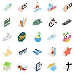 Obraz premium Paradise island icons set, isometric style