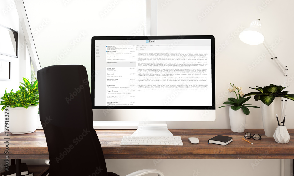 Wall mural computer email software window
