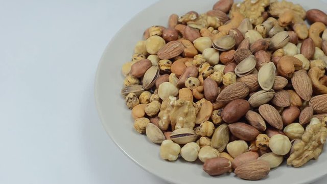 Assorted Nuts In Close Up Tracking Shot