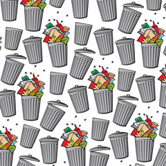 vector background pattern with trash can