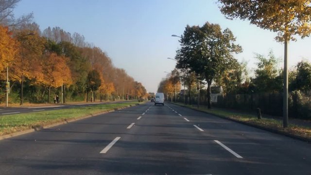 Berlin autumn speed movie - POV parkway time lapse