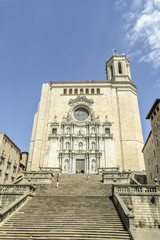 Fototapeta na wymiar sight of the Gothic cathedral of Santa Maria of the city of Gerona, Spain.