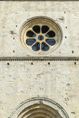 Romanesque rose window of the ancient church of Saint Peter de Galligans of the city of Gerona, Spain.