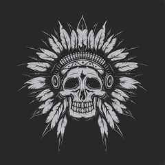Dead chief skull for creating your own badges, logos, labels, posters etc. Isolated on black