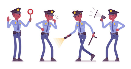 Policeman with signals and light