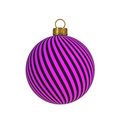 Christmas ball New Year's Eve decoration black pink convolution lines bauble wintertime hanging adornment souvenir. Traditional ornament happy winter holidays Merry Xmas symbol. 3D rendering