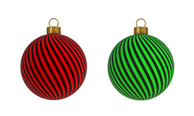 Christmas ball New Year's Eve decoration convolution lines bauble wintertime hanging adornment souvenir. Traditional ornament happy winter holidays Merry Xmas symbol. 3D rendering