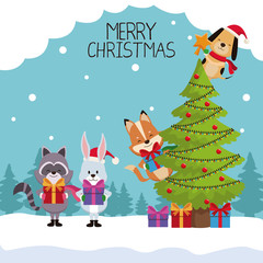 Merry chrismtas card cartoon icon vector illustration graphic design