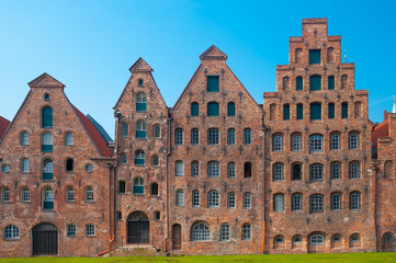 Historische Salzspeicher an der Obertrave in Lübeck