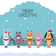 Merry chrismtas card cartoon icon vector illustration graphic design