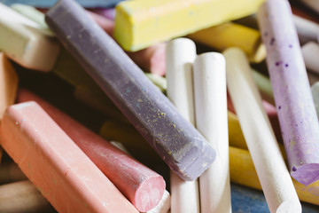 Multicolored Chalks in closeup