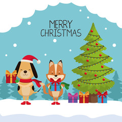 Merry chrismtas card cartoon icon vector illustration graphic design