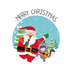 Merry chrismtas card cartoon icon vector illustration graphic design