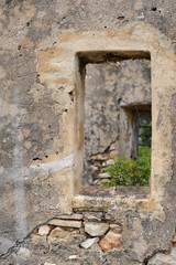 Window on a stone ruin in Spain