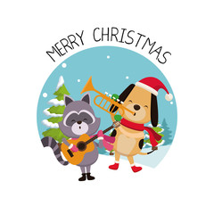 Merry chrismtas card cartoon icon vector illustration graphic design