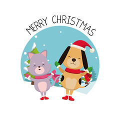Merry chrismtas card cartoon icon vector illustration graphic design