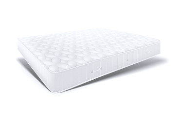 Mattress isolated on white illustration. Orthopedic mattress with beautiful shadow. Soft mattress for healthy sleep. - obrazy, fototapety, plakaty