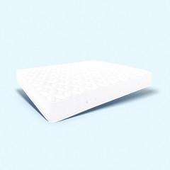 Mattress isolated on blue illustration. Orthopedic mattress with beautiful shadow. Soft mattress for healthy sleep.