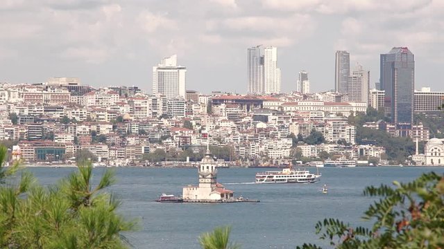Maiden's Tower And Bosphorus, Istanbul, Turkey