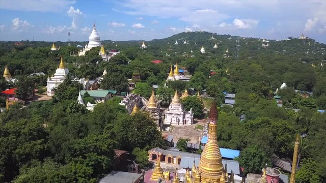 4K Aerial: view  from Sagaing Hill and of Ayeyarwady River, Sagaing Division, Myanmar