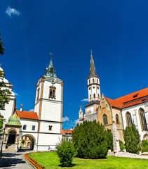 Fototapeta na wymiar Old Town Hall and St. James church in Levoca, Slovakia