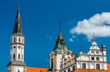 Fototapeta na wymiar Old Town Hall and St. James church in Levoca, Slovakia