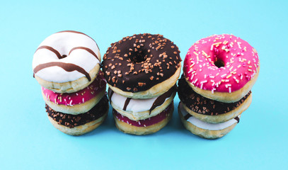 Donut covered with icing.