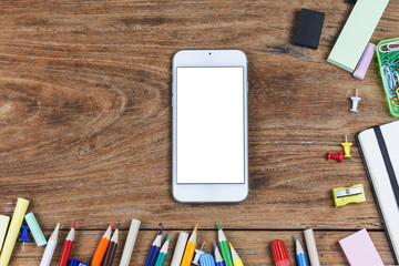 School office supplies on a background