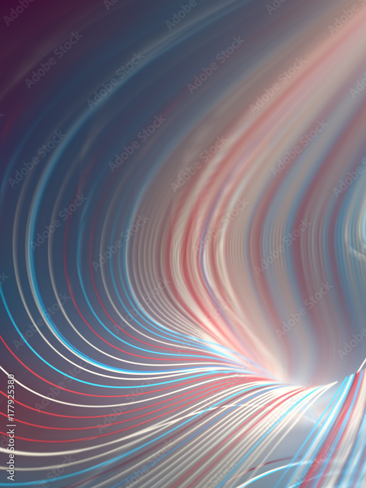 Aufkleber Digital colored lines abstract background. 3d rendering