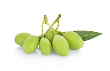 Green marian plum isolated on white background
