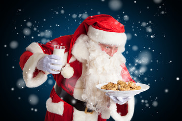 Santa Claus happy - milk and cookies - christmas eve