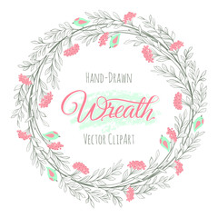 Wreath - hand drawn vector illustration