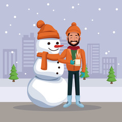 Man with snowboard cartoon icon vector illustration graphic design