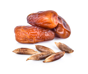 dried fruits from date palm isolated on white