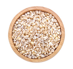 pearls barley grain seed on background top-view