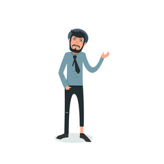 Exhausted and completely wiped out cartoon guy in casual clothes, gesturing. Vector illustration. Modern flat design.