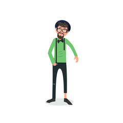 Exhausted and completely wiped out cartoon guy in casual clothes, gesturing. Vector illustration. Modern flat design.