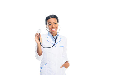 Fototapeta premium african american doctor with stethoscope