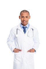 african american doctor with stethoscope