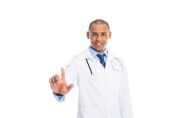 pointing african american doctor