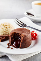 Lava cake filled with chocolate