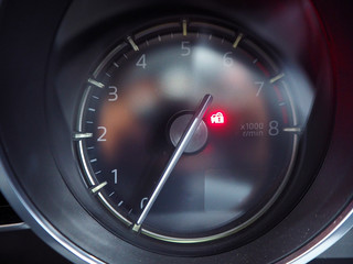 Car speedmeter showing LED doors locked
